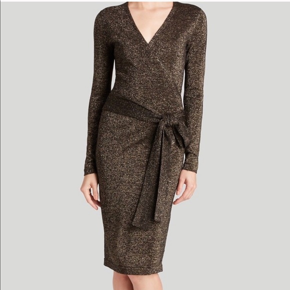 dvf metallic wrap dress